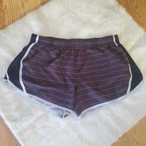 ATHLETIC WORKS STRIPED JOGGING SHORTS W/ BUILT IN PANTIES